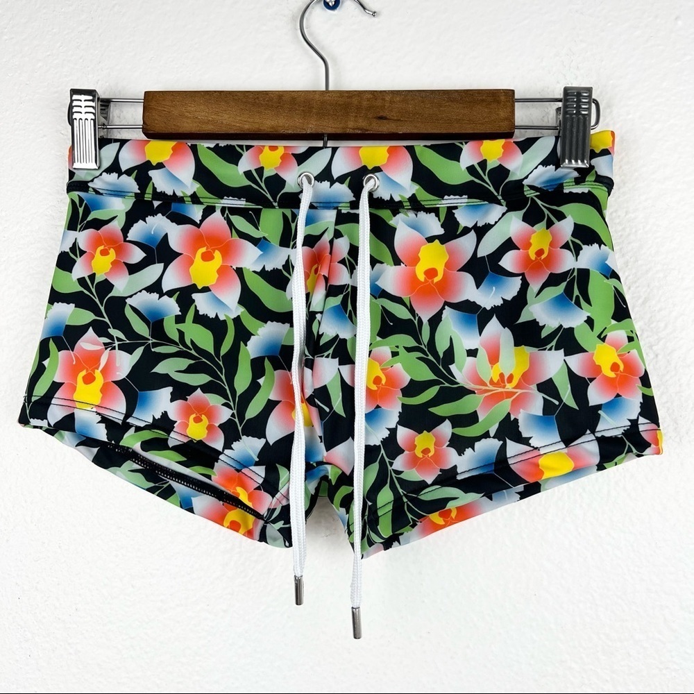 2(X)IST Men’s Cabo Swim Trunk in Orchid Print, Drawstring Waist, Size Small